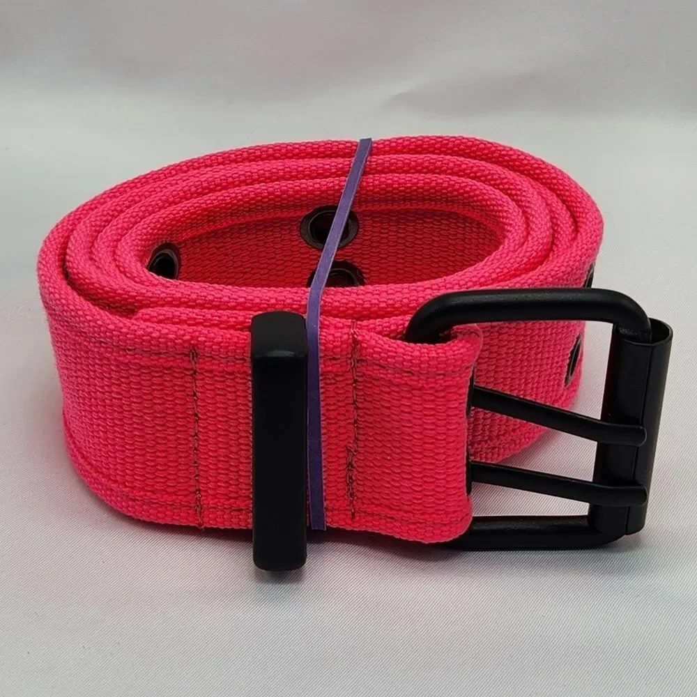 ☔️🔸️Unisex Hot Pink Canvas Double Grommet Belt Small